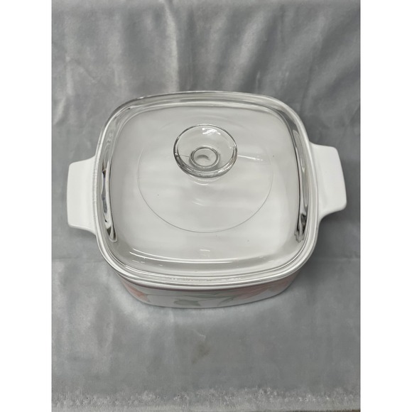 CorningWare A-1 1/2-B 1.5L Floral Watercolor Casserole Dish w/PYREX Lid Vtg - Picture 3 of 9